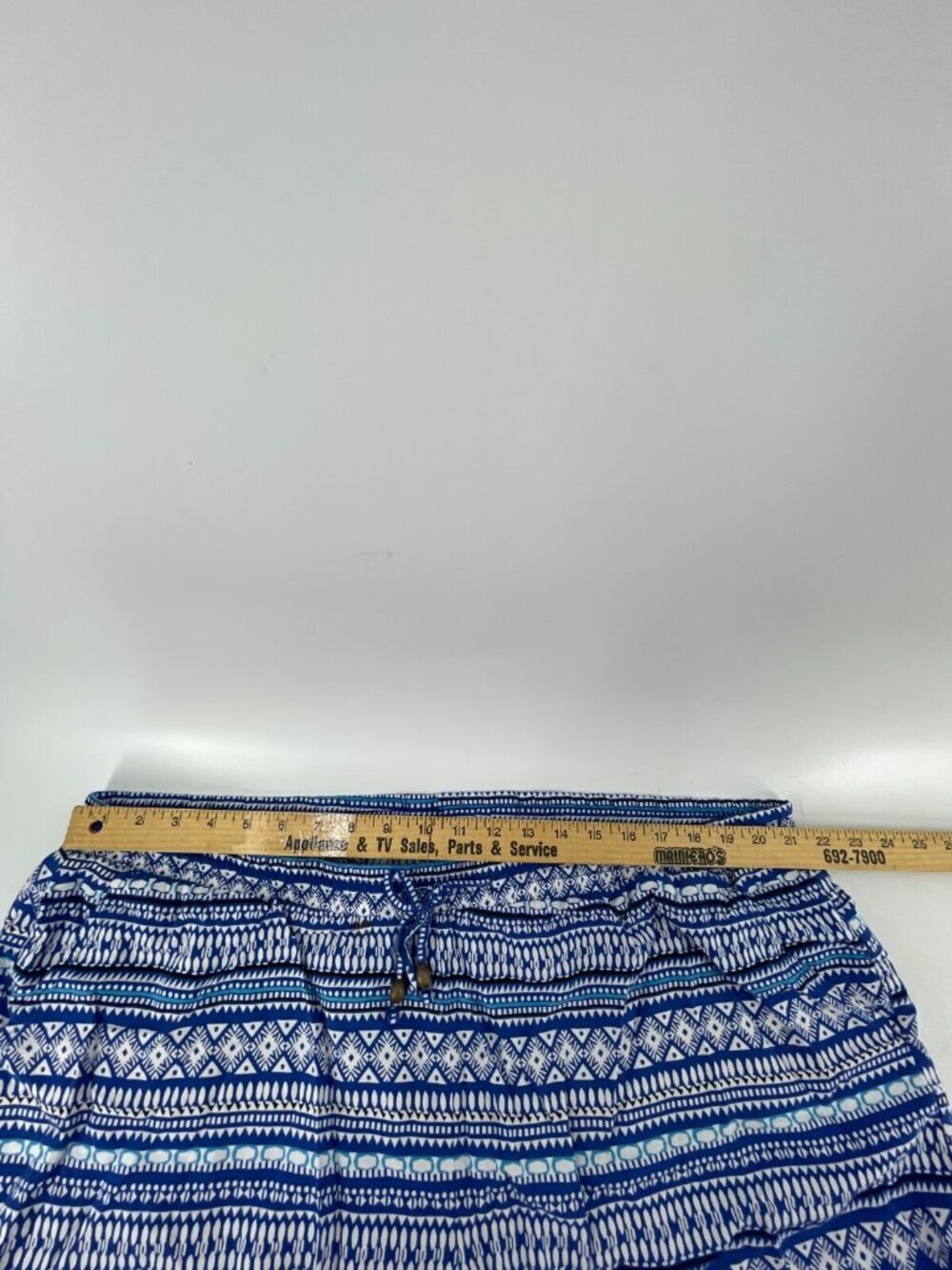 Old Navy Blue White Pattern Pull On Paper Bag Drawstring Waist Shorts Size XXL - Picture 10 of 13